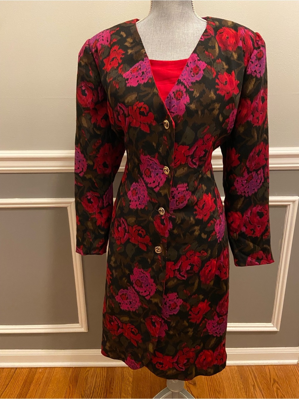 Vintage Blazer Dress Wool, Florals Women’s Size 16 By Richard Warren 1990’s